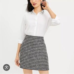 Loft Shimmer Houndstooth Shift Skirt